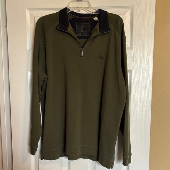 Tommy Bahama men’s green quarter zip Pima cotton sweater size large - Picture 1 of 9
